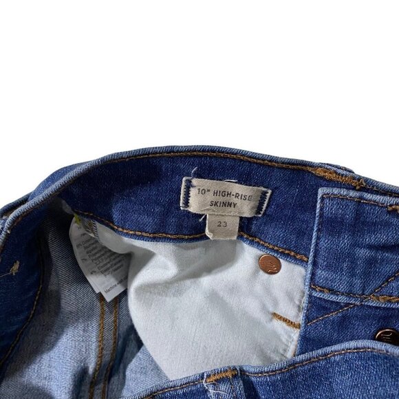 Madewell 10” High Rise Skinny Women Medium Wash Jeans Sz 23x27 Denim Raw Hem - Picture 4 of 13